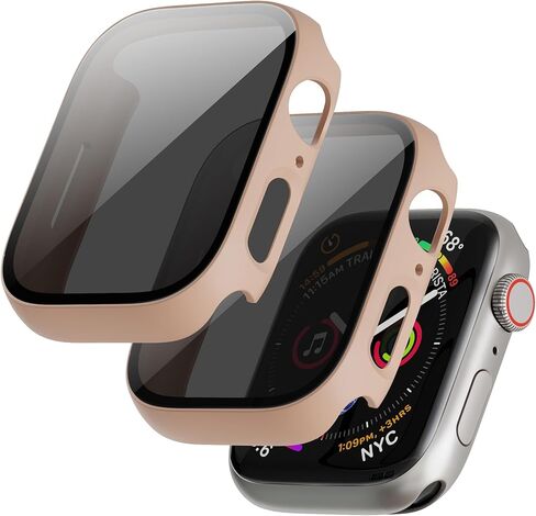 2 Pack for Apple Watch Series 9/8/7 Privacy Screen Protector Case 41mm, iWatch Protective PC Face Cover Built-in Anti-Peeping 9H Tempered Glass Protector for iWatch Accessories, Blue in Kuwait