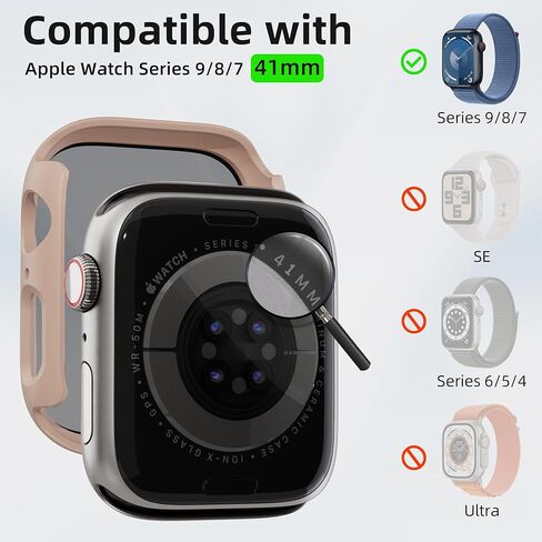 2 Pack for Apple Watch Series 9/8/7 Privacy Screen Protector Case 41mm, iWatch Protective PC Face Cover Built-in Anti-Peeping 9H Tempered Glass Protector for iWatch Accessories, Blue in Kuwait