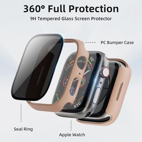 2 Pack for Apple Watch Series 9/8/7 Privacy Screen Protector Case 41mm, iWatch Protective PC Face Cover Built-in Anti-Peeping 9H Tempered Glass Protector for iWatch Accessories, Blue in Kuwait