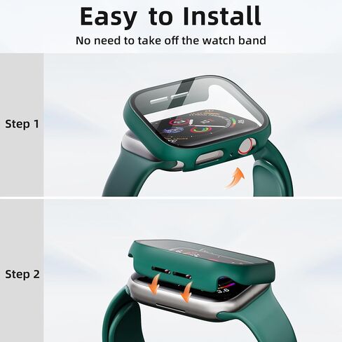 عبوتان من حافظة الكمبيوتر الصلبة لساعة Apple Watch Series 9/8/7 واقي شاشة مقاس 41 مم، مع واقي شاشة من الزجاج المقوى 9H، غطاء حماية كامل لملحقات iWatch Ultra مقاس 41 مم، شفاف in Saudi Arabia