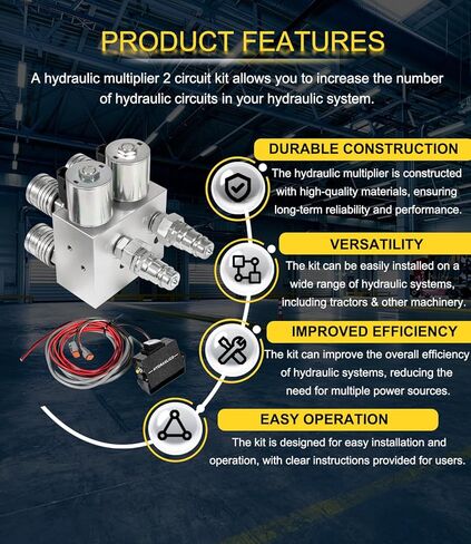 مجموعة دوائر مضاعفة هيدروليكية، صمام مشعب مقسم/محول SCV مع وصلات وتركيبات التحكم في صندوق التبديل، تحويل دائرة واحدة إلى دائرتين، لجون ديري، كيس، كوبوتا in Kuwait