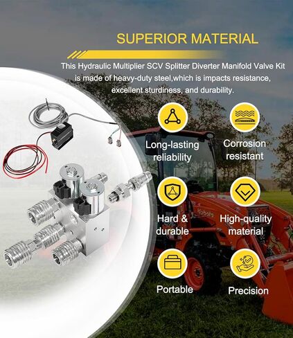 مجموعة دوائر مضاعفة هيدروليكية، صمام مشعب مقسم/محول SCV مع وصلات وتركيبات التحكم في صندوق التبديل، تحويل دائرة واحدة إلى دائرتين، لجون ديري، كيس، كوبوتا in Kuwait