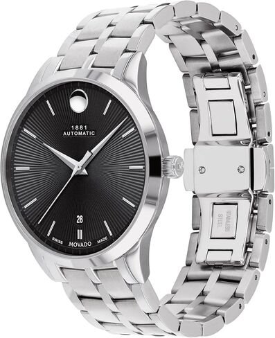 Movado 1881 Men's Watch - Swiss Automatic Movement, Stainless Steel Link Bracelet - 3 ATM Water Resistance - Classic, Luxury Fashion Timepiece for Him - 39mm in Saudi Arabia