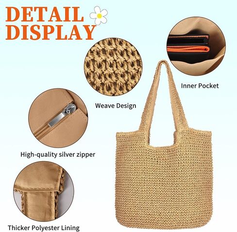 Beach Shoulder Bags for Women,Handwoven Rattan Straw Beach Bag Summer Sea Casual Shoulder tote Basket Bag For Girls in Saudi Arabia