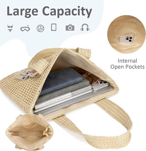 Summer Large Straw Bags For Women Travel Beach Totes Bag Woven Tote Handmade Shoulder Bag Handbag in Saudi Arabia