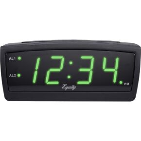 Equity by La Crosse 30229 LED Digital Alarm Clock, 0.9-Inch, Green