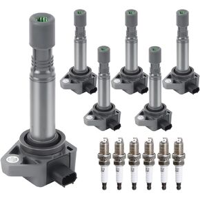 Ignition Coil Pack Spark Plugs fit for V6 3.5 3.7 2009-2015 Honda Pilot Ridgeline, 2013 2014 2015 Acura RDX, 2010 2011 2012 2013 Acura ZDX, UF624, Set of 6