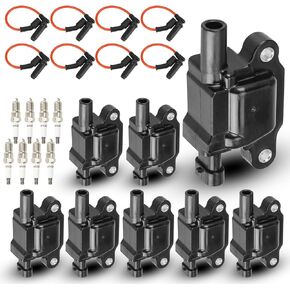 مجموعة من 8 ملفات إشعال و8 قابس إشعال ومجموعة أسلاك إيريديوم متوافقة مع جي إم سي كامارو كورفيت إكسبريس رينييه سيلفرادو سوبربان سافانا لاستبدال UF413 12570616 in Kuwait