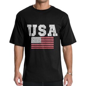 Men's Graphic Tees, Short Sleeve USA Flag Crewneck Casual American Patriotic Regular T-Shirt for Men