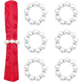 Pearl Napkin Rings Set of 12, Silver Serviette Buckle Holder for Easter,Christmas,Thanksgiving,Wedding Banquet Serviette Buckle Decor Favor