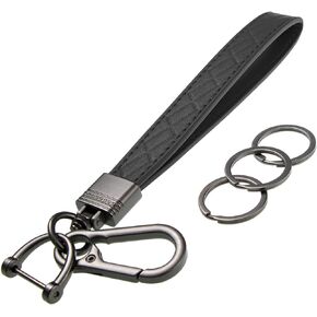 Leather Car Keychain for Men and Women Wristlet Keychain Wrist Lanyard Car Key Holder with Anti-Lost D Ring