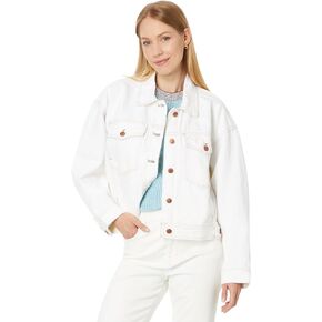 Madewell Women's Clean Crop Oversized Jean Jacket in Tile White
