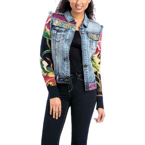 Desigual Womens' Woven Jacket with Patchwork Design