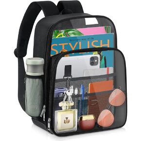 MOMSIV Clear Backpack Stadium Approved, Clear Backpack 16 x 12 x 7 Heavy Duty TPU Transparent Backpack with Wider Shoulder Straps, See Through Backpack for School Concert Sport Events Work Travel