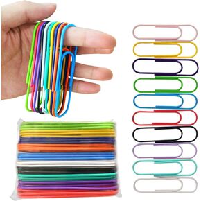 Colorful Paper Clips Large, Pack of 30 Bright Vinyl Coated Jumbo Paper Clips for Papers School Office Supplies 10 cm