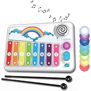 Lexibook Xylofun Electronic and Educational Xylophone for Children, Musical Toy Game, 8 Keys, Light Guiding, 2 mallets Included, White/Blue, K340