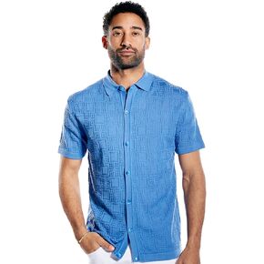 Men’s Short Sleeve Knit Sports Shirt - Modern Polo Vintage Classics: Multi Stripes