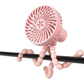 Portable Stroller Fan, with Flex Tripod, 20 Hours Working Time, 3 Speeds, Handheld Personal Fan For Car Seat, Treadmill, Outdoor (Black)