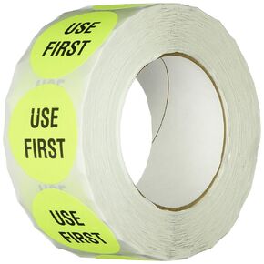 TapeCase, INVLBL-039, Use First Inventory Label, Circular Adhesive Label, Orange, 2 in, 1000 Packs, 1 Count