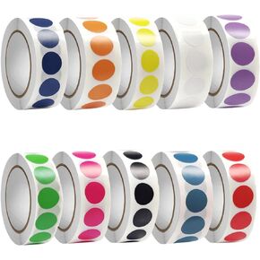 VANRA 10000 PCS Colored Dot Stickers 3/4 inch Removable Color Coding Labels Set Round Color Coded Dots Circle Stickers Bulk 10 Colors for Student, Office (10 Rolls)