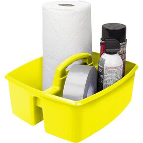 Storex 2-Compartment Large Craft Caddy – Multipurpose Classroom Organizer with Handle, Yellow, 1-Pack (00957C06C)