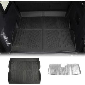 حصيرة صينية صندوق السيارة الخلفي لبطانة البضائع مع غطاء شمسي للزجاج الأمامي مناسب لموديلات 2021 2022 2023 Ford Bronco ملحق 4 أبواب، حماية مطاطية TPE مناسبة لجميع الأحوال الجوية in Kuwait