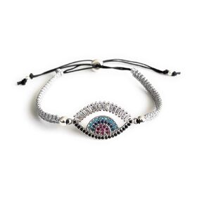 Turkish Evil Eye Silver Tone Macrame Bracelet for Women