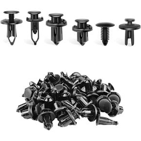 200 PCS Car Bumper Retainer Clips, Plastic Door Trim Panel Fender Clips, 6 Different Auto Push Pin Rivet Set Suitable for Most Vehicles, Universal Car Accessories