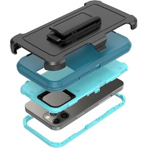 Compatible with iPhone 13 Pro Max 6.7 inch Case,with Screen Protectors,Heavy Duty Rugged Shockproof Full Body Protection Kickstand Case with Belt Clip Holster for iPhone 13 Pro Max (Black)