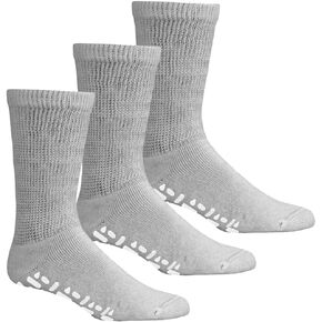 6 Pairs-Men's Women Diabetic Loose Top Anti Slip Non Skid Gripper Cotton Crew Socks