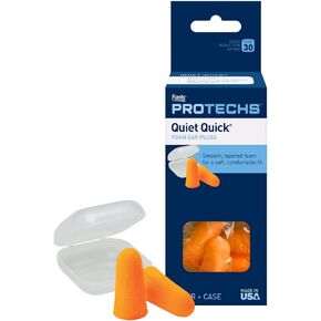 Flents Protechs Ear Plugs, 1 Pair of reusable Ear Plugs for Sleeping, Snoring, Loud Noise, Concerts, Construction, Studying & Traveling, NRR 27, Orange, Made in the USA