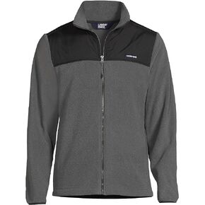 Lands' End Mens Full Zip Fleece Jacket Warm Graphite Regular Medium