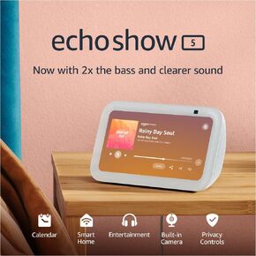 Certified Refurbished Echo Show 5 (3rd Gen, 2023 release) | Smart display with 2x the bass and clearer sound | Charcoal