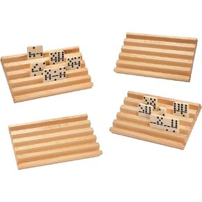 Wooden Domino Holders Set of 4 Mexican Train Dominoes Accessories, Domino Trays for Mexican Train Dominoes Set, Wood Domino Racks for Adults Domino Game Holder for Home Party in Kuwait