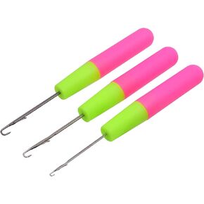 EDOBLUE 3 قطع أداة خطاف مزلاج، إبرة كروشيه بخطاف مزلاج للضفائر الصغيرة، وصلات الشعر، الريش والسجاد