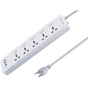 Universal Power Strip with USB C, 5 Outlets 3 USB and 1 USB C Ports, 6.5ft Power Cord Circuit Breaker