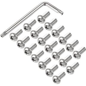 uxcell M8x20mm Torx Security Machine Screw, 20pcs Pan Head Screws Inside Column, with T40 L-Type Wrench, 304 Stainless Steel Fasteners Bolts