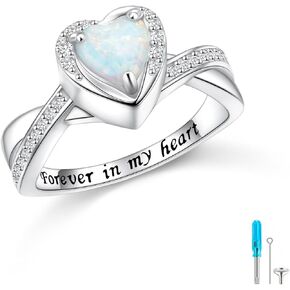 ladytree urn خواتم للرماد للنساء 925 الفضة الاسترليني القلب الحرق التذكاري خلق مجوهرات أوبال لفقد أحبائهم إلى الأبد في قلبي حجم 7 in Kuwait