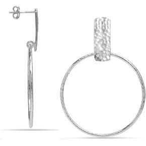 LeCalla 925 Sterling Silver Hammered Earrings Lightweight Italian Classic Handmade Textured Hammered Drop Dangle Earring for Women