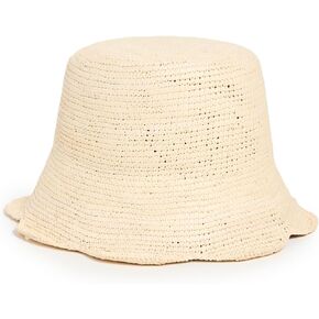 Freya Women's Packable Scallop Crochet Bucket Hat, Natural, Tan, S-M