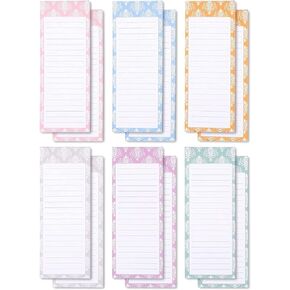 12-Pack Magnetic Notepads for Refrigerator - Elegant Shopping List, To-Do, Memo, Scratch Pads (6 Colors, 60 Sheets Each)