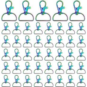 60Pcs Swivel Snap Hook D Ring,6 Colors Metal Swivel Clasps Lobster Clasp Key Chain Clip Hook Swivel Clasps Claw Lobster Lanyard Clasp for Keychain Lanyard,Jewelry,DIY Crafts Supplies(6 Colors)