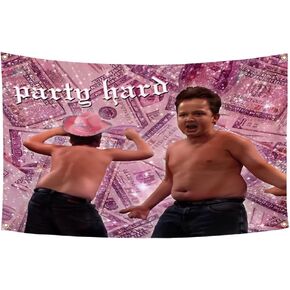Party Hard Flag Gibby Funny Tapestry 3x5Ft Humor Aesthetics Pink Entertainment Poster for College Dorm Room Guys Man Cave Art Deco in Kuwait