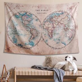 HXYYQQ World Map Tapestry Retro Backdrop Wall Hanging for Room Classroom Home Decor 59 x 39 Inch