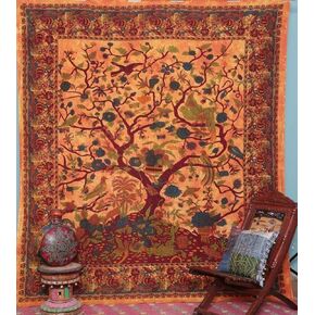 Popular Handicrafts Tapestry Tree of Life Hippie Tie dye Psychedelic Wall Hanging - Indian Maditation Gypsy Bohemian Hippy Dorm Room Decor Poster Green 30 x 40 Inch