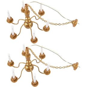 DOITOOL 2pcs Model Chandelier Miniature Dollhouse Accessories Mini Chandelier Miniatures Mini Pendant Lights Doll House Chandelier Dollhouse Furniture Mini Landscape Light Lamp Model Abs