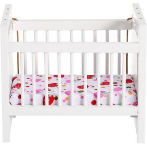 Toyvian Miniature Doll Crib: Dollhouse Crib Wobble Toys Baby Doll Cradle Wooden Crib White Bamboo Silk Crib Mini Furniture 1:12 Miniature Bed (White)