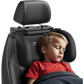 Car Headrest Pillow,Thickened Memory Foam Road Pal Headrest,Neck Support Pillow,180° Adjustable,Travel Car Sleeping,Prevent Cervical Sprain Spine,Suitable for Kids and Adults (Black)