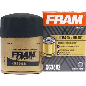 FRAM Ultra Synthetic Automotive Replacement Oil Filter, Designed for Synthetic Oil Changes Lasting up to 20k Miles, XG3682 with SureGrip (Pack of 1)