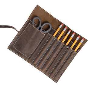 KomalC leather Pen case Pencil holder leather stationary case pouch for artists Genuine Leather Pen Pencil Roll - Pen and Pencil Case pouch